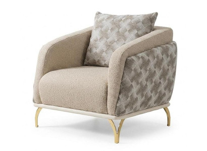 Moderner Loungesessel Beige Goldfüßen Luxus Sessel Wohnzimmer