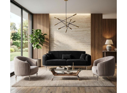 Luxus Wohnzimmergarnitur 3-Sitzer Sofas 2x Sessel Design Komfort