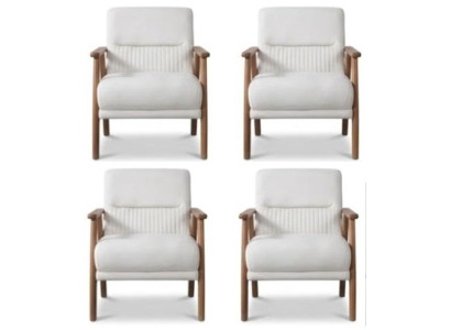 Eleganter Weißer Polstersessel Textil Bezug Wohnzimmer Luxus Sessel