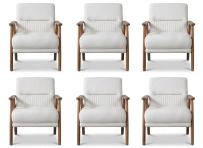 Eleganter Weißer Polster Sessel Stoffbezug Wohnzimmer Design Komfort