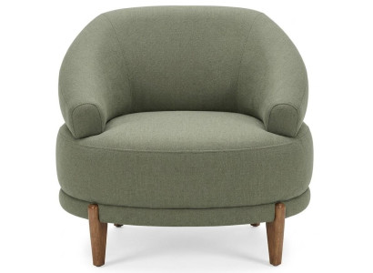 Moderner Grüner Sessel Stoff Polstersessel Wohnzimmer Holzbeine Design