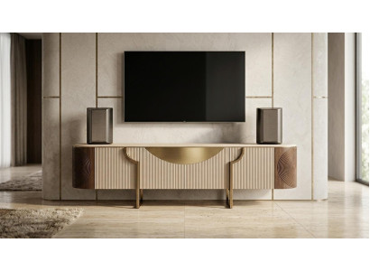 Modernes TV Möbel Lowboard mit dekorativer geriffelter Front