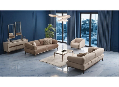 Edle Wohnzimmer Polstergarnitur Designer Sofas Stoffsessel 3tlg