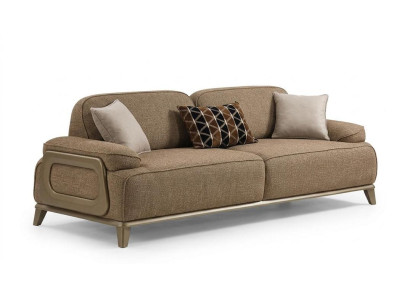 Modernes 3-Sitzer Sofa Beige Braun Polstersofa Wohnzimmer