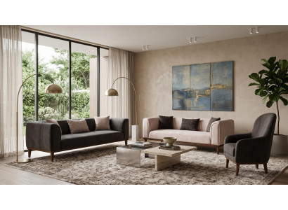 Grau-beiges Sofa-Set Sofas stilvolle Stoff Wohnzimmermöbel