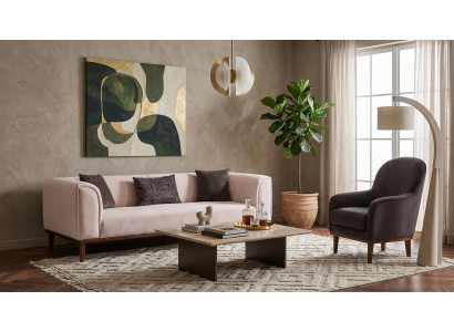 Beige-graues Sofa 2-Sitzer-Sofa Stoffsofa Sessel Design modern