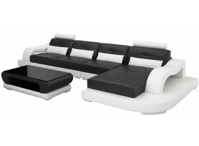 Moderne Ecksofa Landschaft Schwarz mit Couchtisch und Luxus Stil