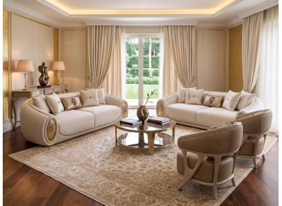 Sofa set Sofa Sessel Beige Modern Wohnzimmer Hochwertig