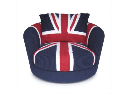 Union Jack Sessel Strickoptik British Vintage Lounge Polstersessel