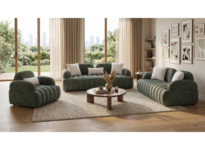 Grüne Sofagruppe Sofas weiche Stoffsofas Wohnzimmer Set modern