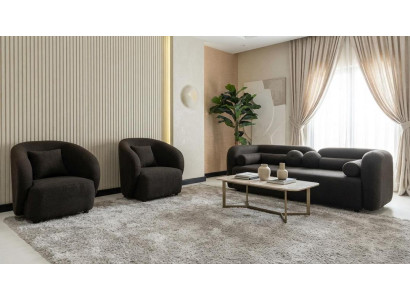 Modernes Wohnzimmer Set Sofa 2 Sessel Anthrazit Polstermöbel