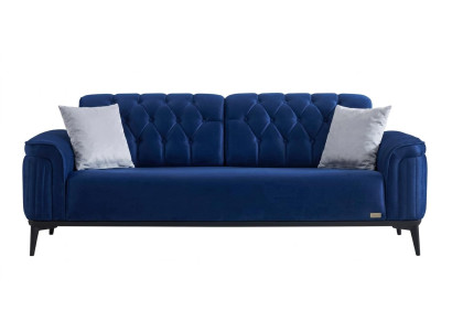 Blaues weiches 2-Sitzer-Sofa Stoffsofa moderner hochwertig Wohnzimmermöbel