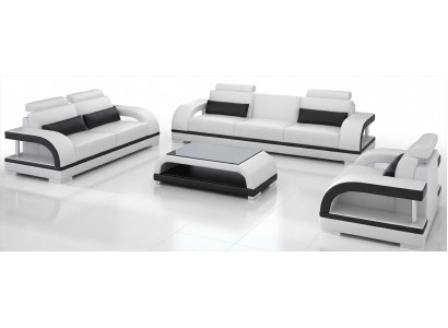 Designer Set 3+2+1 Sitzer Weiß Polstermöbel mit Couchtisch Moderne