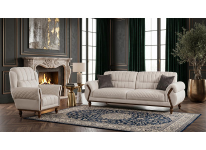 Beiges Sofa-Set 2+1-Sitzer-Sofas Stoffsofa Sessel Design-Sofas Wohnzimmer