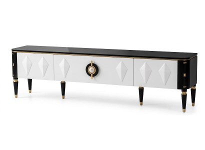 TV-Lowboard Weiß Holz Modern Einfarbig Wohnzimmer TV Möbel Stauraum