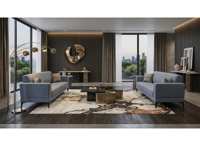 Graues Sofaset 3+3-Sitzer-Sofas Stoffsofas Designersofas modern Wohnzimmer