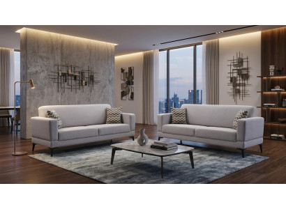 Luxuriöses graues Sofaset 2+2-Sitzer-Sofas Stoffsofas Wohnzimmer modern