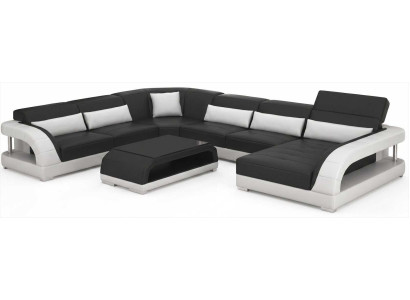 Modernes Schwarzes U Form Ecksofa Couchtisch Wohnzimmer Set Luxus Design