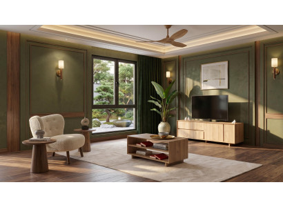 Braunes Wohnzimmer-Set stilvoller TV-Schrank Couchtisch TV-Möbel modern