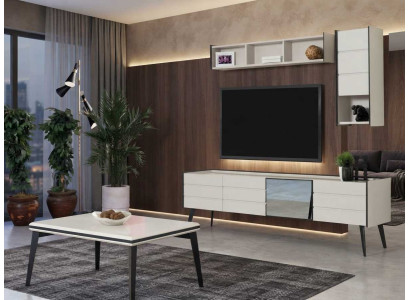 Sideboard Couchtisch Regal Beige Schwarz Modern Wohnzimmer