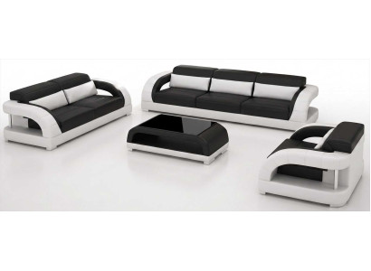 Luxus Schwarz Sofa Garnitur 3+2+1 Sitzer Couchtisch Modernes Design