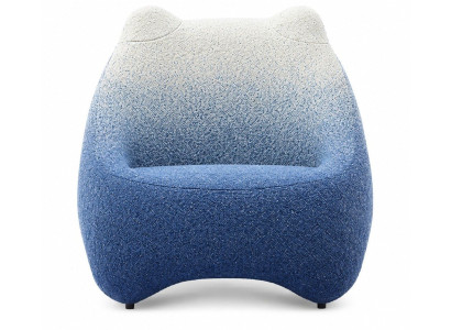 Designer Lounge Sessel Kätzchen Schleife Blau Weiß Skulptural Modern