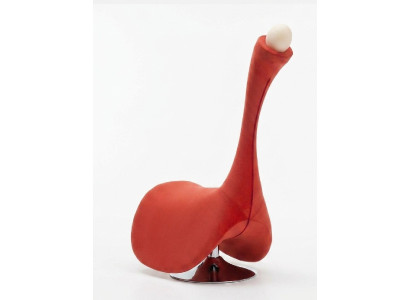 Designer Drehsessel Swan Lounge Sessel LED Leuchte Rot Skulptural
