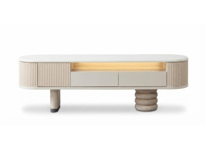 Design TV Board Beige Modern Lowboard TV Schrank Wohnzimmer Tisch