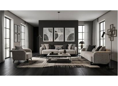 Design Sofa Set 4 3 1 Sitzer Couch Garnitur Polstergruppe Beige Modern
