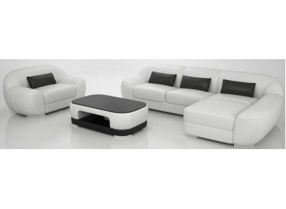 Modernes Weißes Ecksofa L Form Wohnzimmer Sessel Couchtisch Luxus