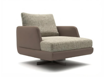 Sessel Modern Braun Bequem Polstersessel Lounge Drehfunktion
