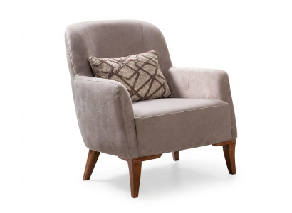 Sessel Beige Holz Textil Modern Gepolstert Einfarbig Zeitgenössisch Komfort