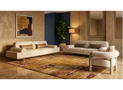 Modernes Sofa Set 4+4+1 Sessel Couchgarnitur Wohnlandschaft Beige