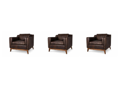 Drei Sessel Set Kunstleder Polstersessel Wohnzimmer Modern Elegant