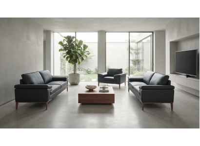 Zweisitzer Sofa Sessel Set Kunstleder Polstermöbel Wohnzimmer Modern