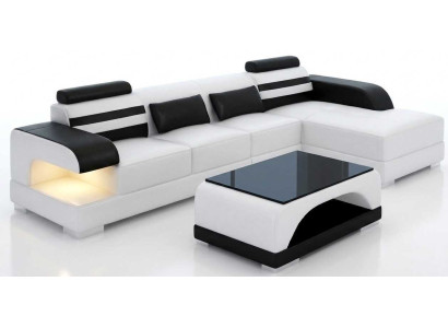 Modernes Ecksofa Weiß L Form Couchtisch Wohnzimmer Design Luxus Set
