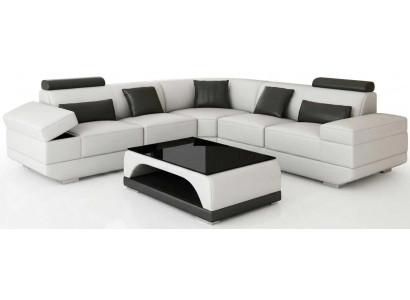 Modernes Ecksofa L Form Weiß Couchtisch Wohnzimmer Luxus Möbelset