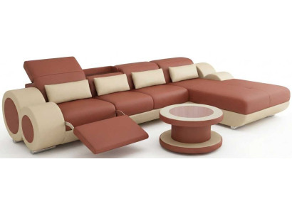 Braunes Ecksofa L Form Couchtisch Wohnzimmer Modern Luxus Möbelset