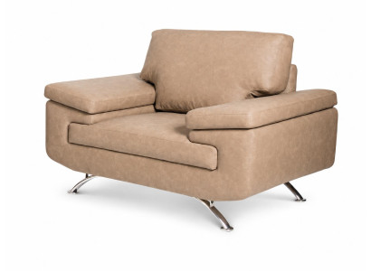 Beiger Sessel Kunstleder Polstersessel Wohnzimmer Modern Elegant Stil