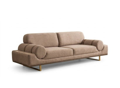 Modernes 3er Sofa Dreisitzer Couch Wohnlandschaft Luxus Beige Gold