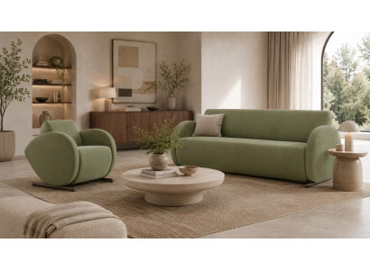 Grüne Wohnzimmer Polstergarnitur Designer 3-Sitzer Schicker Sessel