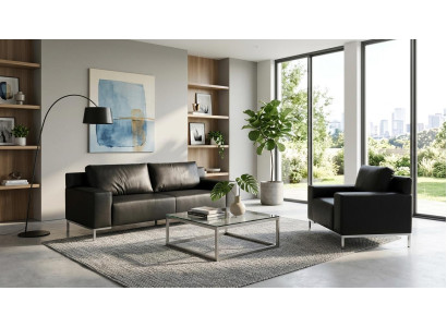 Dreisitzer Sofa Sessel Kunstleder Modern Elegant Stilvoll Wohnzimmer