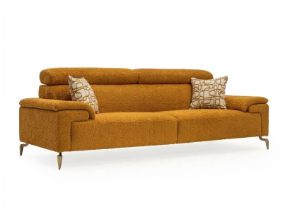 Modernes 3-Sitzer Sofa Couch Polstersofa Gelb Stoff Luxus Design Neu
