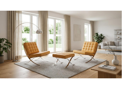 Zwei Sessel Ein Hocker Set Kunstleder Polstermöbel Wohnzimmer Modern