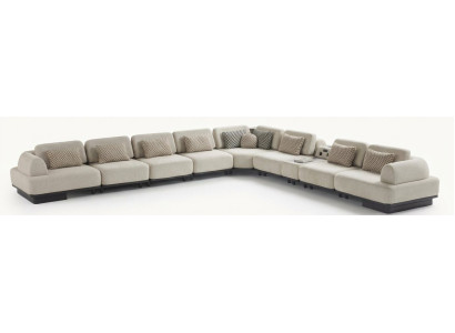 Luxus Ecksofa L-Form Modulsofa Beige Stoff Couch Wohnlandschaft Neu