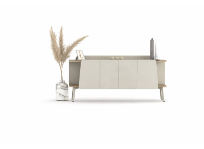 Modern Sideboard Beige  Wohnzimmer Stauraum Türen Seitenablagen