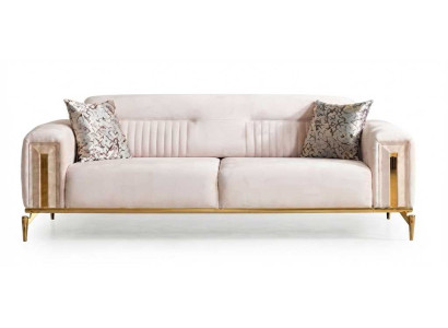 Elegantes Schlafsofa Beige Kissen Goldenen Metallbeinen Dekor