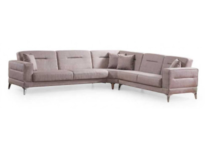 Großes Ecksofa Grau Weichen Kissen Eleganten Hohen Beinen Modern