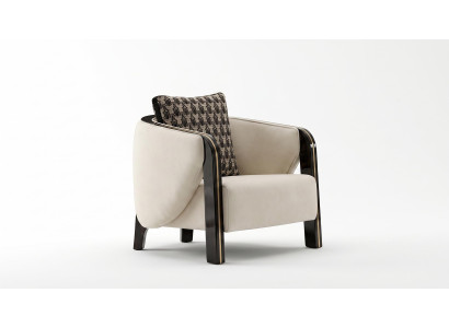 Polstersessel Moderner Stil Sandbeige Premium Dunkelholz Stuhl