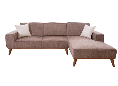 Zeitgemäßes Ecksofa Braun Rechte Recamiere Klares Design